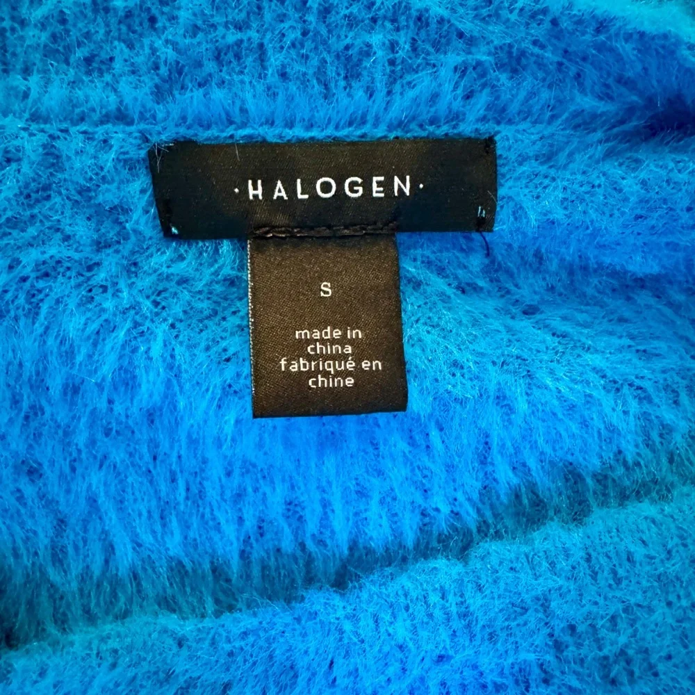Halogen Bright Teal Fuzzy Crew Neck Sweater - Picture 5 of 5